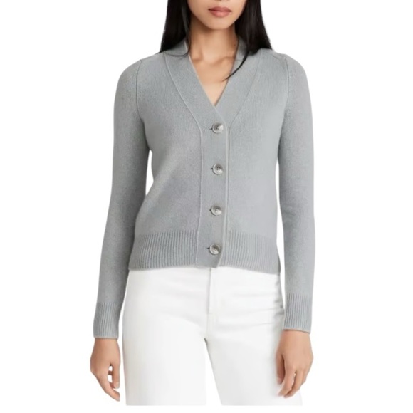 VINCE Cashmere Shrunken Button Cardigan Sweater Seastone Size XXXL NEW - Picture 2 of 8